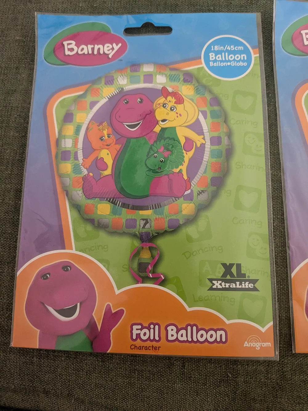 Barney Foil Balloons 3 Pack Anagram Party Supplies Mylar Balloons Y2K 2009